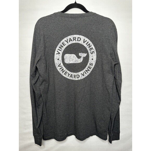 Vineyard Vines Long Sleeve Shirt Dark‎ Gray Whale Logo Cotton Men’s Size Small - Picture 5 of 8
